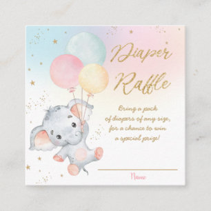 Svetmisk cute Elephant Balloons Diaper Raffle en Tilläggskort