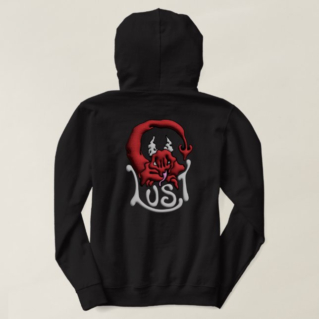 Svetsa Din Synd Lust Djävul Hoodie (Design baksida)