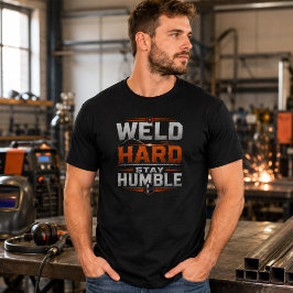 Svetsa hårt, förbli ödmjuk T-shirt, rolig svetsart T Shirt