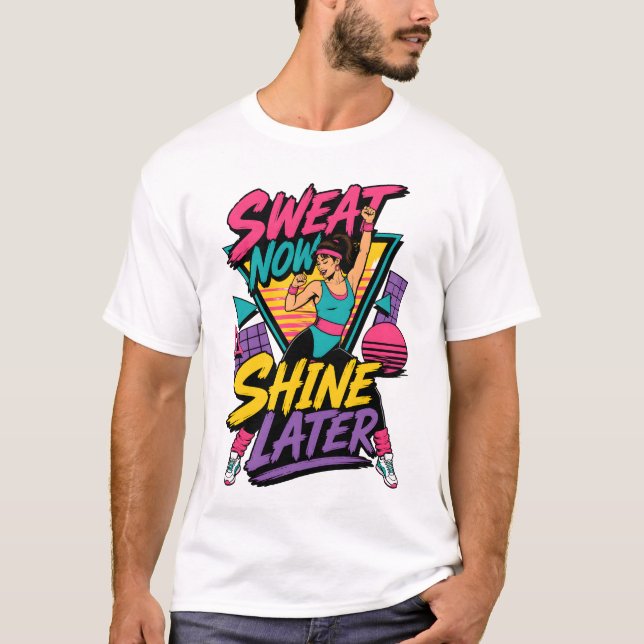 Svetsa Nu Lys Sen Retro 80-tals Gym T Shirt (Framsida)