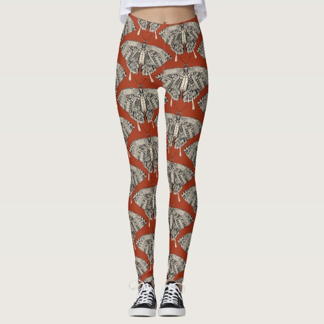 Svetsad fjäril terfly terracotta svart leggings (Framsida)