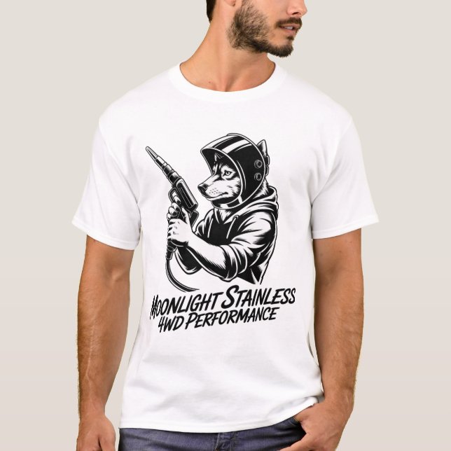 Svetsande Varg Prestanda Grafisk Månsken T Shirt (Framsida)