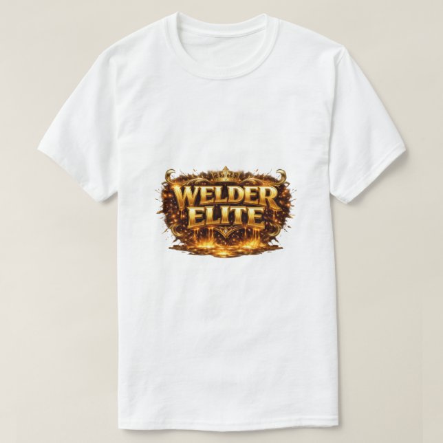 Svetsare Elite Lyx Guld Kron Smält Design T Shirt (Design framsida)