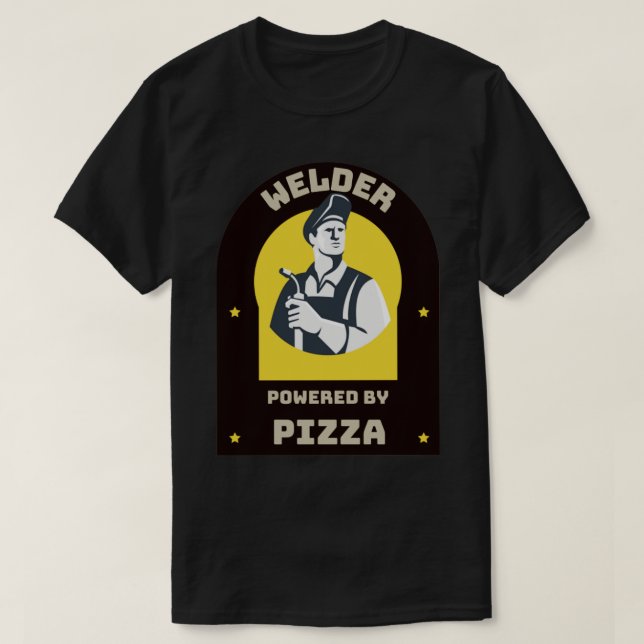 Svetsare med Pizza-motor T Shirt (Design framsida)