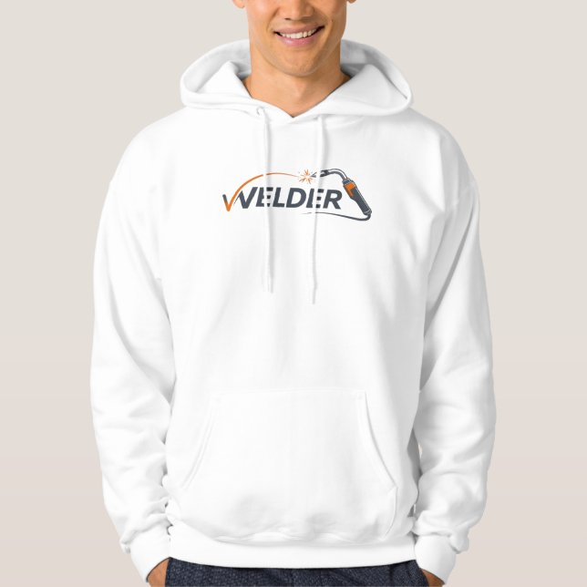 Svetsare Minimalistisk Logotyp Fackla Gnist Design Hoodie (Framsida)