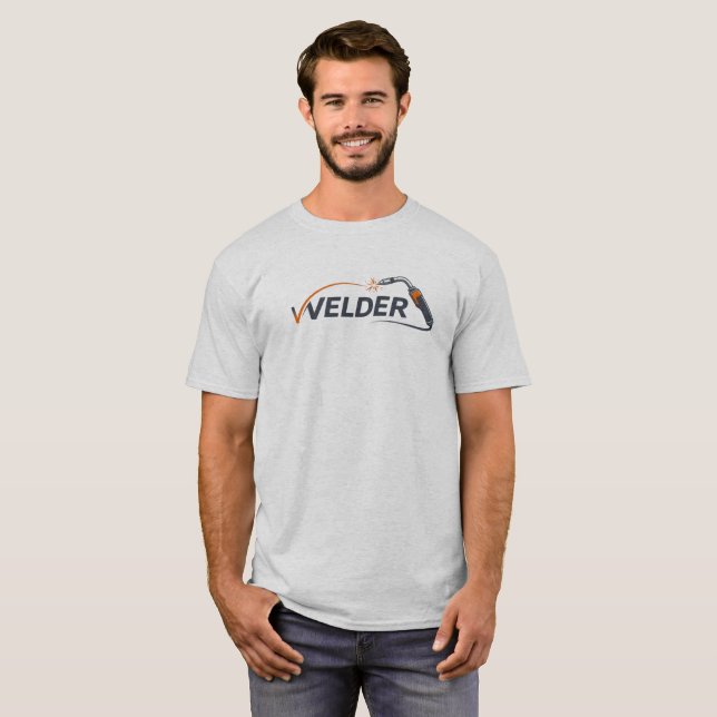 Svetsare Minimalistisk Logotyp Fackla Gnist Design T Shirt (Hel framsida)