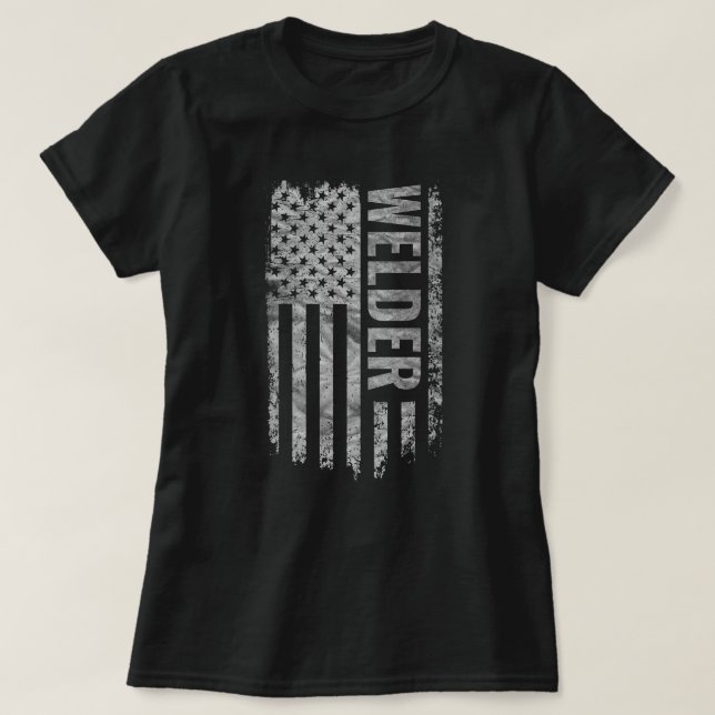 Svetsare USA Flagga Distressed design T Shirt (Design framsida)