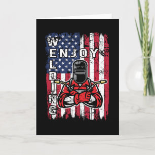 Svetsare Vintage USA Amerikansk Flagga Svetsning Kort