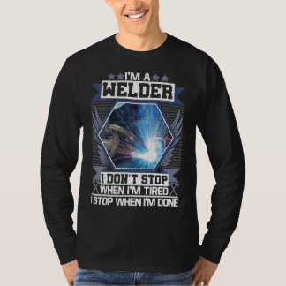 Svetsargåvor Rollig svetsbild på bakre delen av sk T Shirt