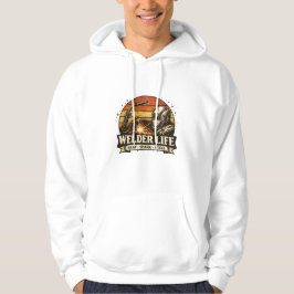 Svetsarliv Värme Gnista Stål Retro Solnedgång T-sh Hoodie