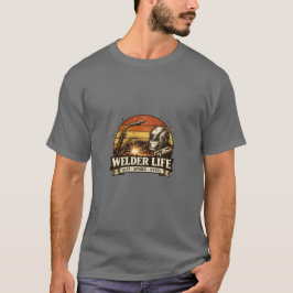 Svetsarliv Värme Gnista Stål Retro Solnedgång T-sh T Shirt