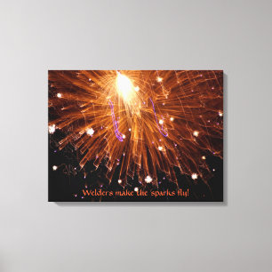 Svetsarna gör att Sparks Fly Wrapped Canvas