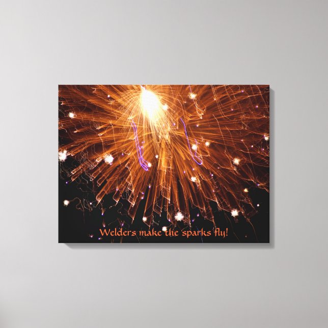 Svetsarna gör att Sparks Fly Wrapped Canvas (Framsida)