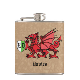 Svetsdrakens anpassade namn och monogram fickplunta