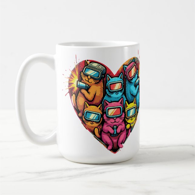 Svetsfolarnas hjärta - Katt för spolning Kaffemugg (Vänster)
