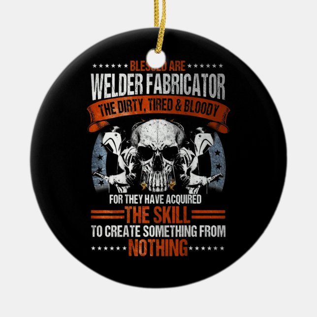 Svetsgåvor, svetsar på baksidan av julgransprydnad keramik (Framsidan)