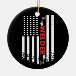 Svetsning - American Welder Flagga Julgransprydnad Keramik