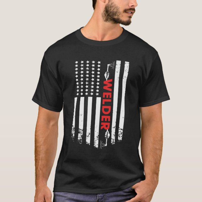Svetsning - American Welder Flagga T Shirt (Framsida)
