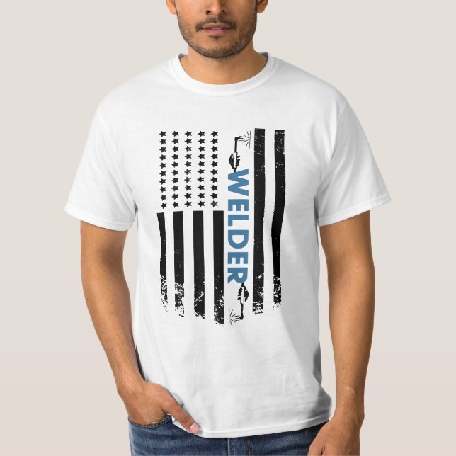 Svetsning - American Welder Flagga T Shirt (Framsida)