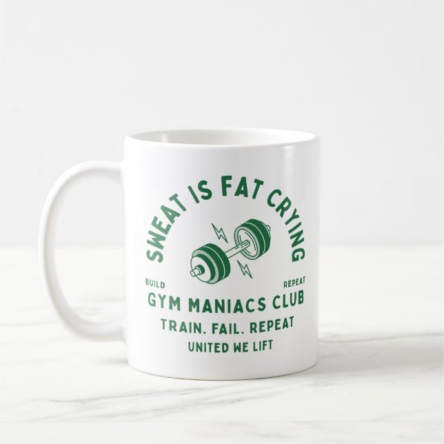 Svett är gråtande fett Gymfanatiker Kaffemugg (Vänster)