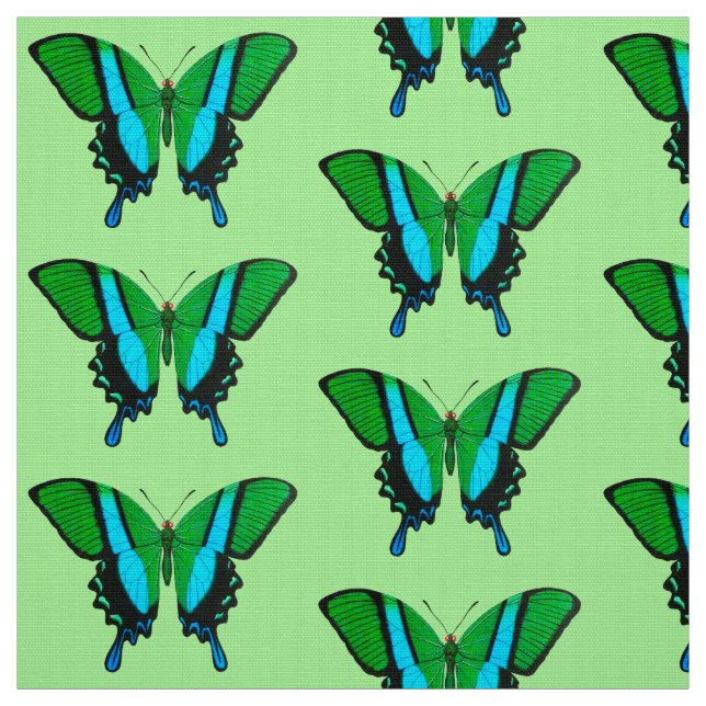 Svettfjäril i Grönt, turkos och svart Tyg (Provkarta)