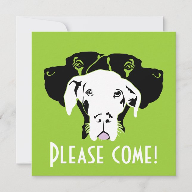 Svettig Grand Danois-ansikte | Doggenhaus Inbjudningar (Framsida)