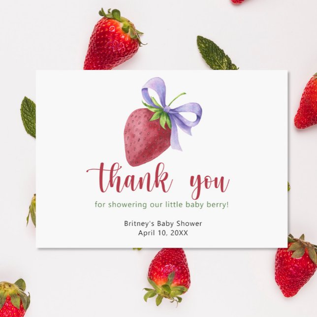 Svettjordgubbsbär med en båge - tack kort (Skapare uppladdad)