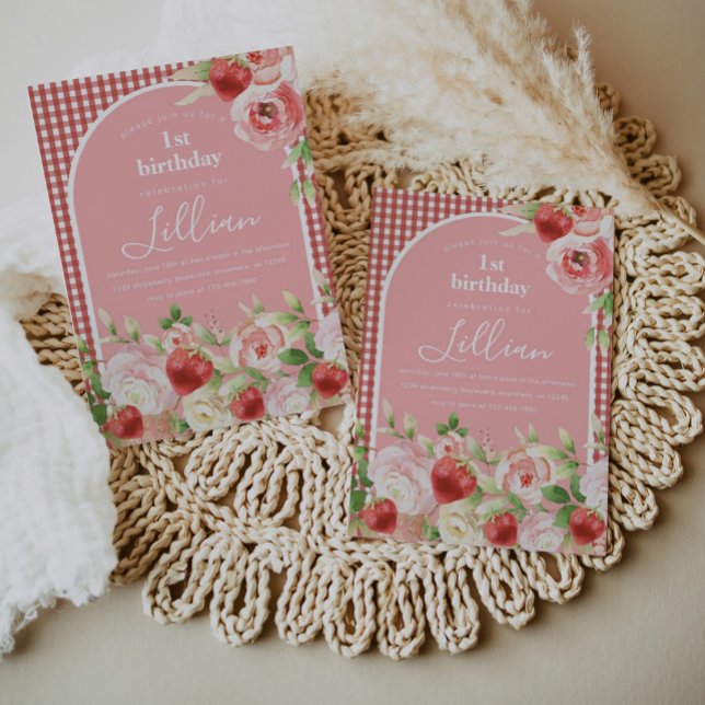 Svettjordgubbsinbjudan till födelsedagsinbjudan inbjudningar (Skapare uppladdad)