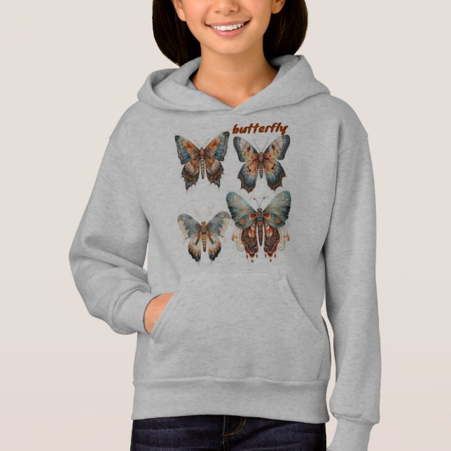 Svettkapuche butterfly för flickor t shirt (Framsida)