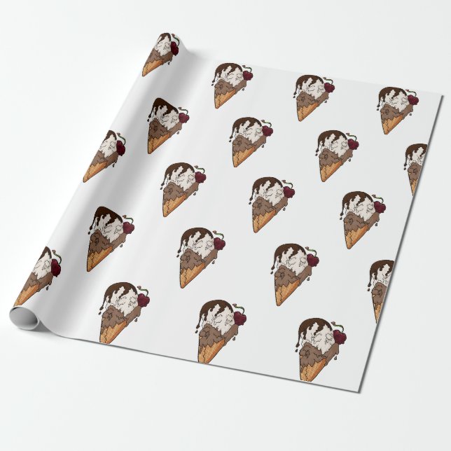 Svettlig, klassisk skullkräm presentpapper (Utrullad)