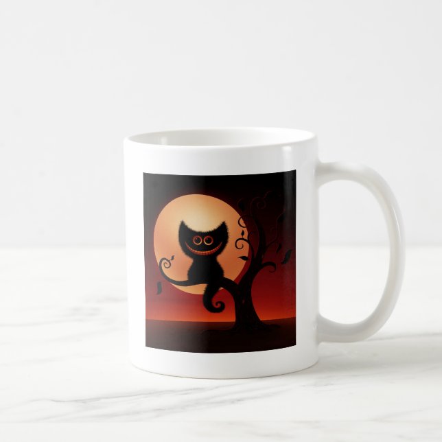 Svettmilande svart katt kaffemugg (Höger)