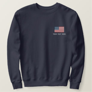 Svettskjorta med broderade amerikanska flagga broderad sweatshirt