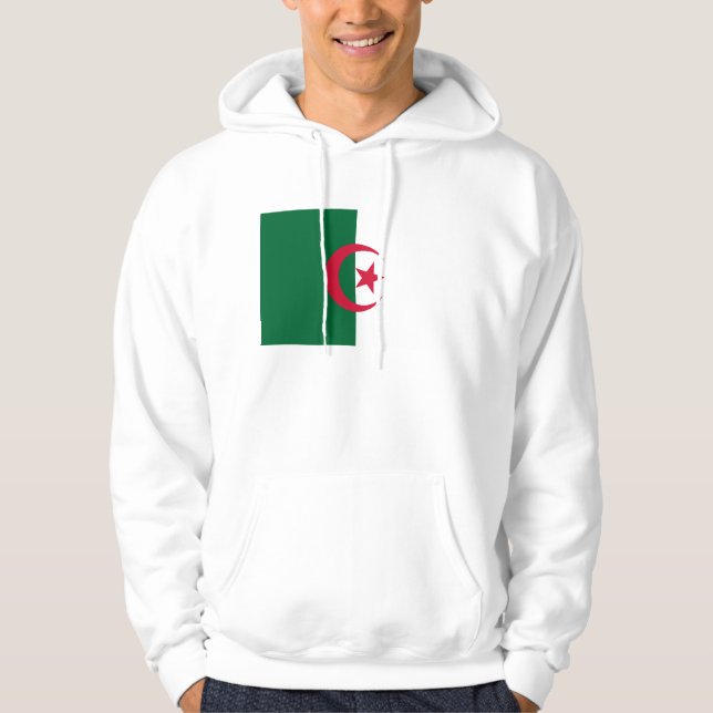 Svettskjorta med Flagga av Algeriet Hoodie (Framsida)