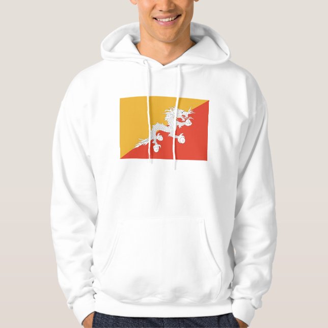 Svettskjorta med Flagga av Bhutan Sweatshirt Med Luva (Framsida)