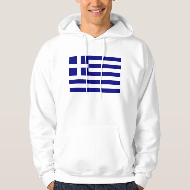 Svettskjorta med Flagga av Grekland Sweatshirt Med Luva (Framsida)