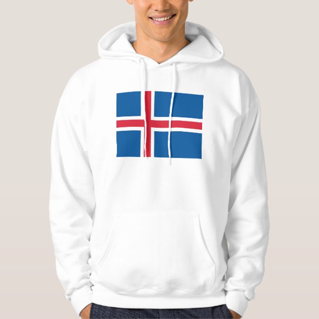 Svettskjorta med Flagga av Island Hoodie (Framsida)