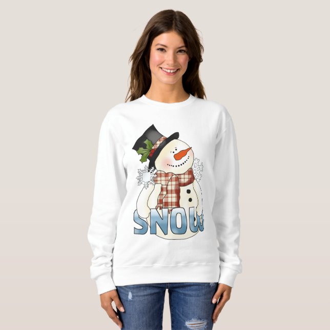 Svettskjorta snögubbe på jultomten ord art tee shirt (Hel framsida)