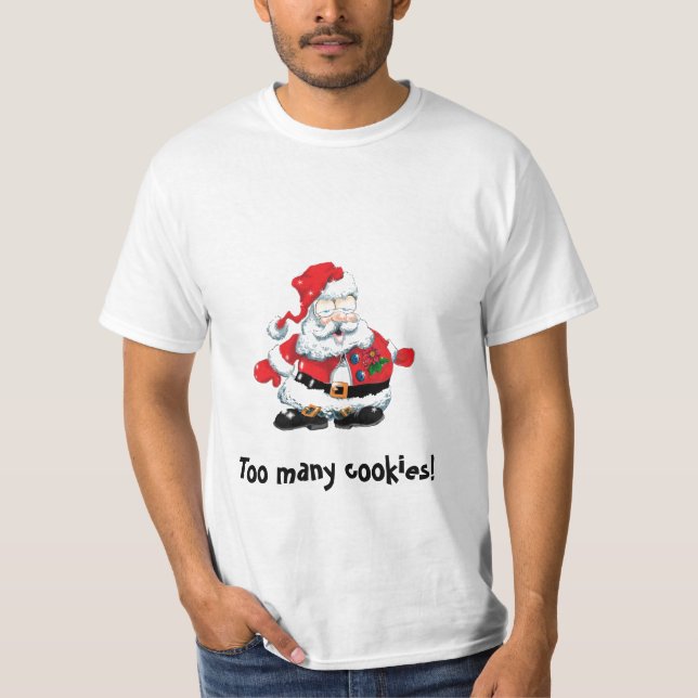 Svettskjorta, tomten, tecknad för många kakor! t-shirt (Framsida)