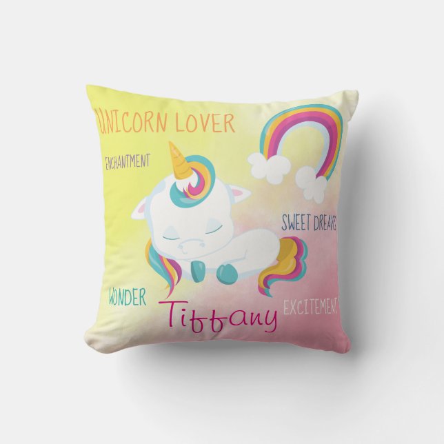 Svettsvepande regnbågsdesign för Unicorn Kudde (Framsida)