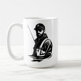 SVG Anpassad Flugfiskare Och Fiskespö Kaffemugg