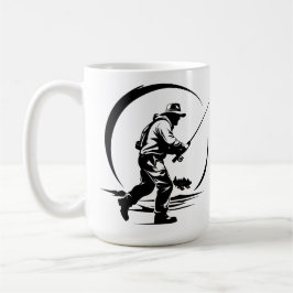SVG Anpassad Flugfiskare Och Fiskespö Kaffemugg
