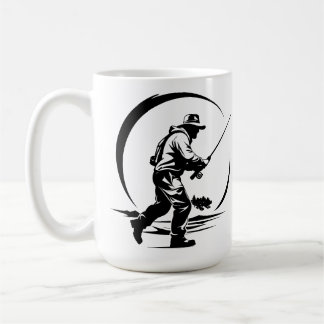 SVG Anpassad Flugfiskare Och Fiskespö Kaffemugg