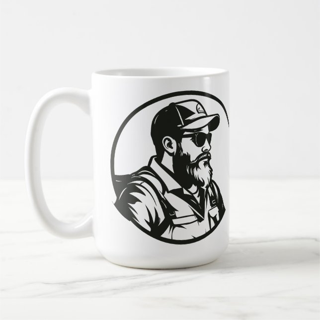 SVG Anpassad flugfiskare och fiskespö Kaffemugg (Vänster)