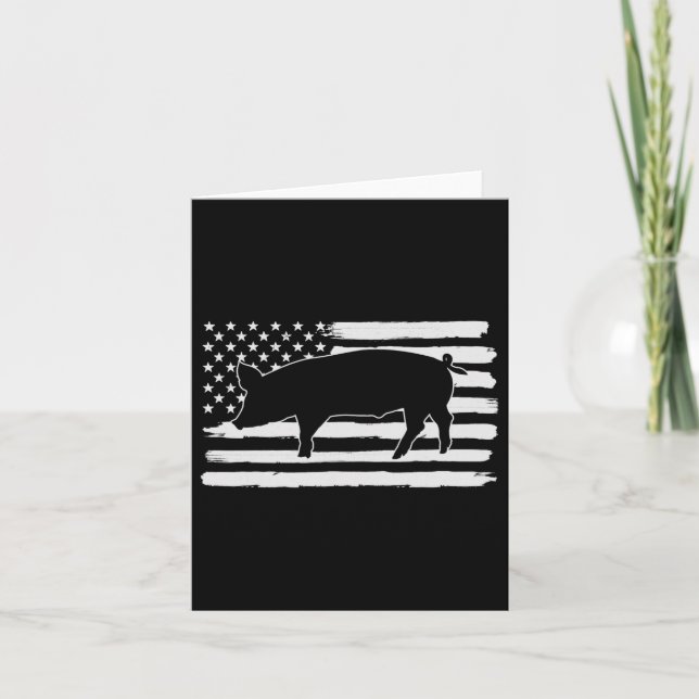 Svin 4 juli USA-flagga Us Amerika  Kort (Framsida)