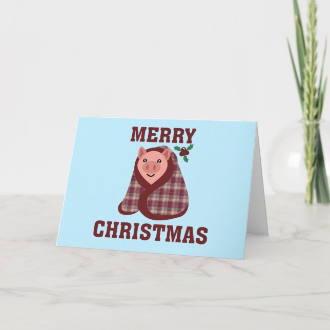 Svin i täcken jul Xmas kort (Framsida)