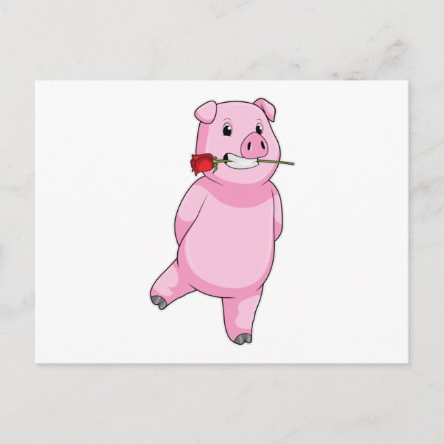 Svin med ros vykort (Framsida)