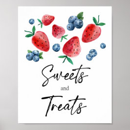 Svin och dryck Jordgubbe - berry - första födelsed Poster