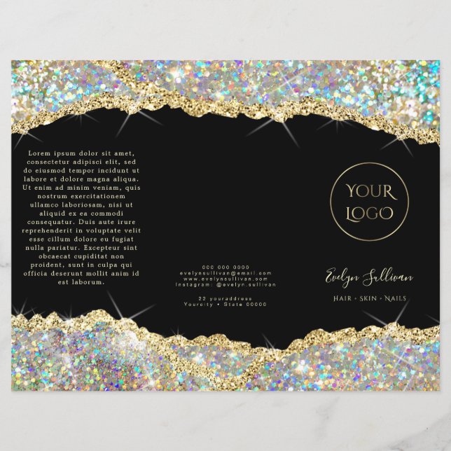 Svinbroschyr från Faux glitter guld (Framsida)