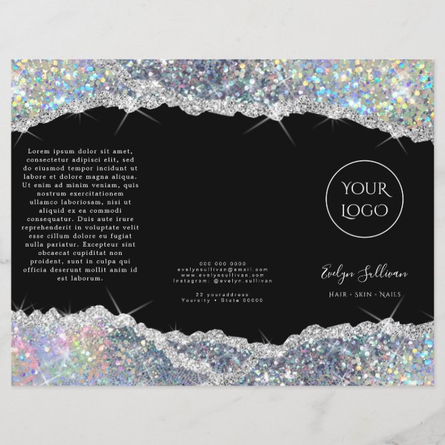 Svinbroschyr från Faux glitter silver (Framsida)