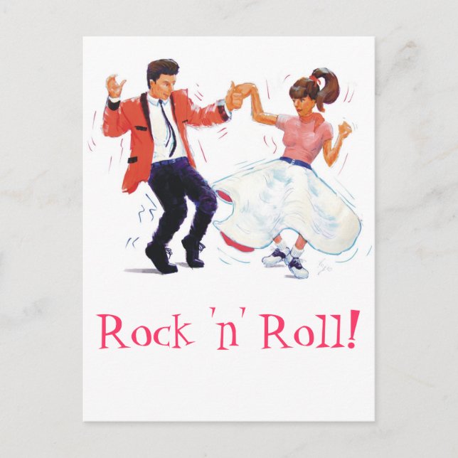 Svingdansare med pudel-skirt och sadelskor vykort (Framsida)